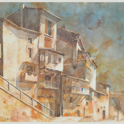 Bédarieux1, Aquarell Buntstift Bédarieux1, Aquarell Buntstift